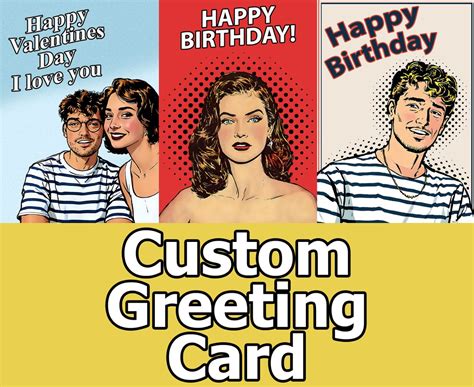 Custom Greeting Card Custom Cartoon Printable Birthday Card Custom