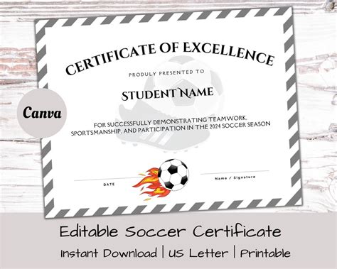 Editable Soccer Certificates Sports Award Soccer Training Certificate ...