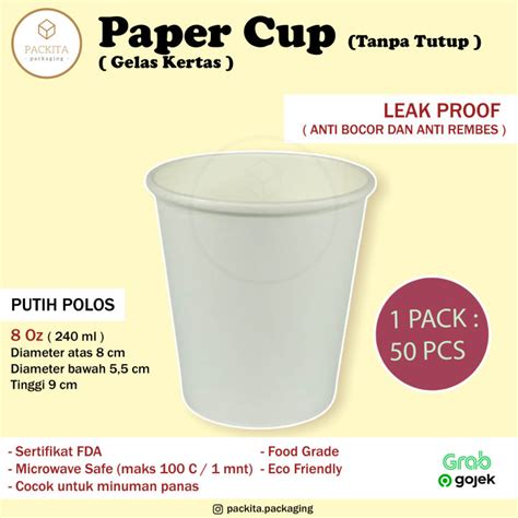 Paper Hot Cup Gelas Kertas Tahan Panas Polos Oz Ml Pcs Lazada Indonesia