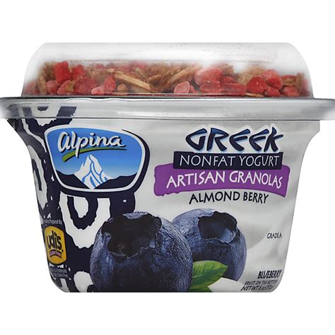 Alpina Yogurt, Greek, Nonfat, Fruit on the Bottom, Almond Berry ...