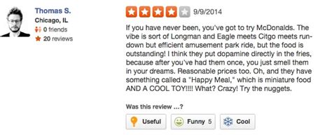 Funny Yelp Mcdonalds Reviews Popsugar Tech