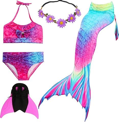 Urbandesign Urbandesign Meerjungfrau Flosse Zum Schwimmen Flossen F R M Dchen Kinder Mit Bikini