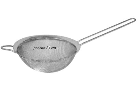 Peneira inox de cozinha coador inox grande 24cm escorrer macarrão