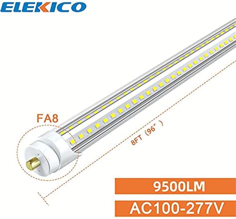 Elekico 8ft Led Bulbs 5000k 75w 9500lm 8ft Led Shop Light Bulbs Fa8