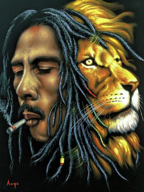 Bob Marley and Lion smoking Painting by Argo - Fine Art America