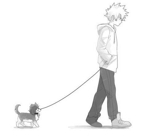 Bakugou Kacchan Katsuki Walking Dog Puppy Cute My Hero Academia