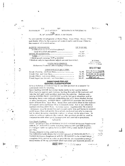 Fillable Online U S EPA Pesticide Product Label PROMOLAS FLY CONTROL