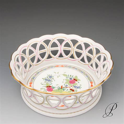 Gro Er Korb Herend Im Dekor Fleurs Des Indes Porzellan Porcelain