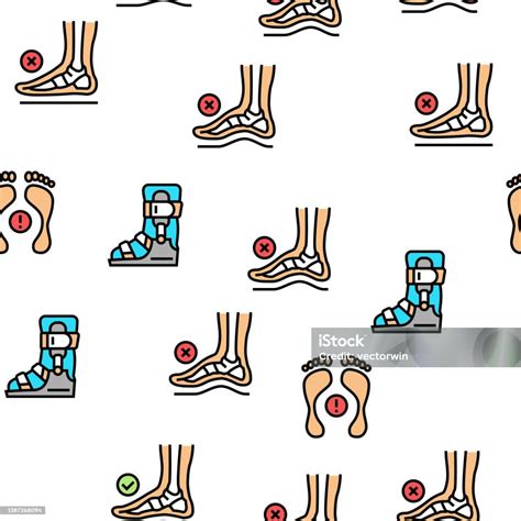 Ilustración De Patrón Sin Fisuras Del Vector De La Enfermedad De Los Pies Planos Y Más Vectores