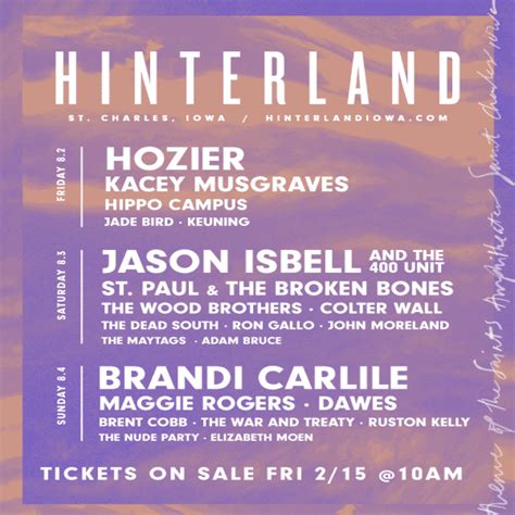 Hinterland Music Festival Announces 2019 Lineup Featuring Brandi ...