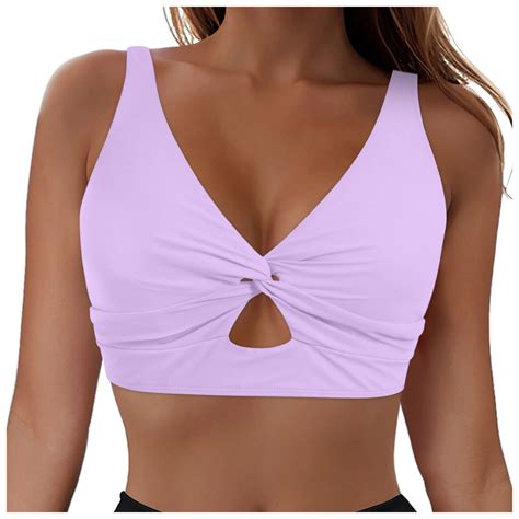 Arnsht Bikini Tops For Women Cropped Tankini Tops Beach Push Up Padded Knot Twist Cut Out