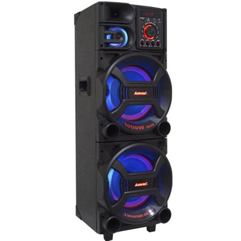 Caixa Som Amplificada Bluetooth 1000w Rms 2 Sub Mp3 Fm Usb Sd Aux Led