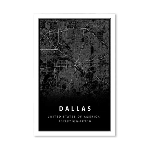 Dallas Black Map Canvas – ClockCanvas