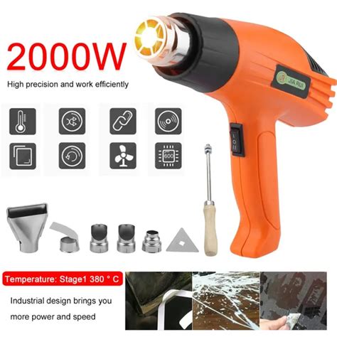 W Professional Industrial Handheld Adjustable Hot Air Blower Tool Electric Heat Gun With