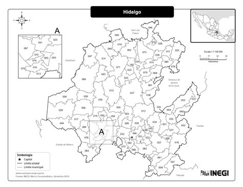 Mapa de Hidalgo con municipios | Estado de Hidalgo México | Mapas.top