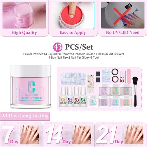 Dip Powder Nail Kit Starter Color Nude Glitter Set For French Manicure DIY Salon Art