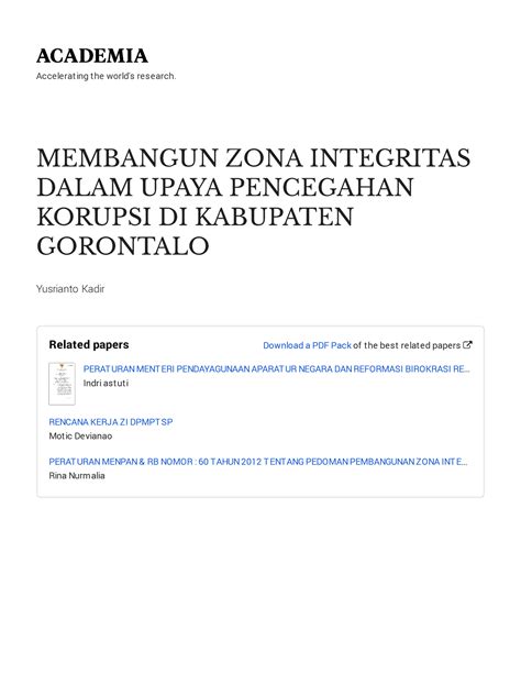 Membangun Zona Integritas Dalam Upaya Pencegahan Korupsi Di Kabupaten