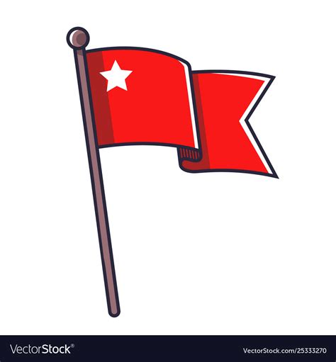 Red flag with a star Royalty Free Vector Image