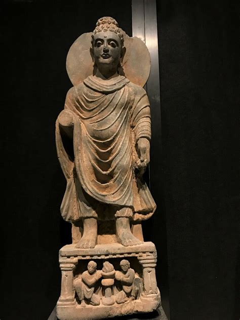 Standing Buddha Gandhara Art Gray Schist Stone Statue Ebay