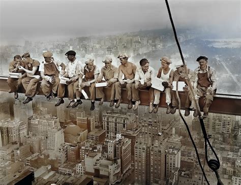 Lunch Atop A Skyscraper - 1932 Lunch Atop A Skyscraper Colorized, New York Construction Workers ...