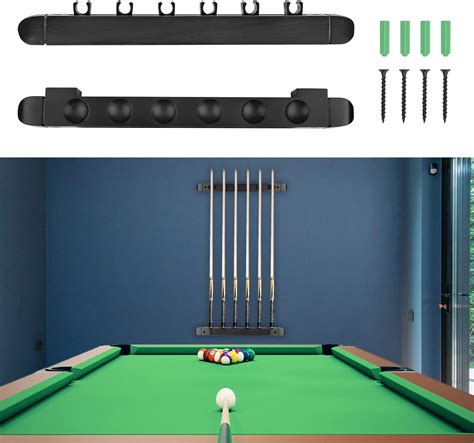 EXTCCT Wall Mount Pool Stick Holder Billiards Pool Cue Rack Hardwood