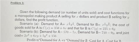 Solved Problem 3:Given the following demand (or number of | Chegg.com