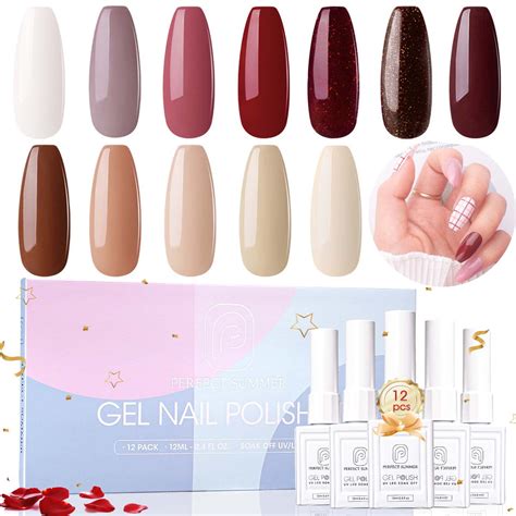 Perfect Summer Colors Gel Nail Polish Set Nude Soak Off Salon Nail Gift For Women