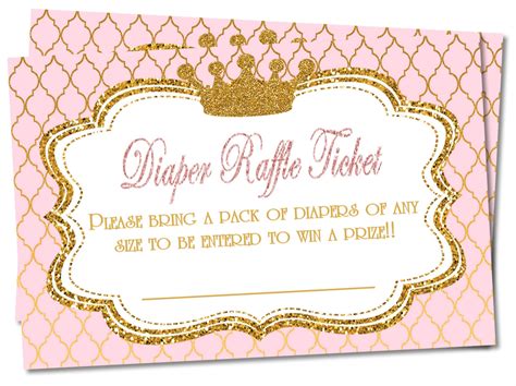 Princess Pink & Gold Diaper Raffle Tickets — Party Beautifully