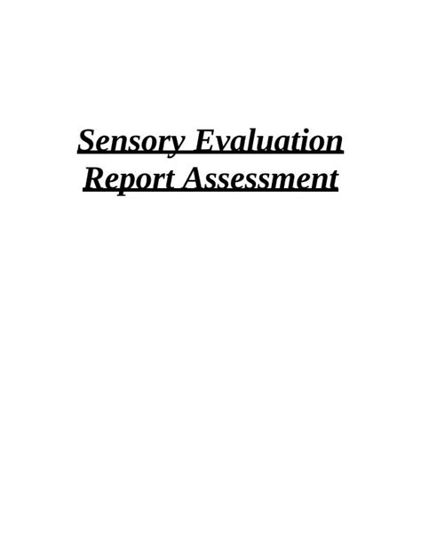 Sensory Evaluation Report Assessment Desklib