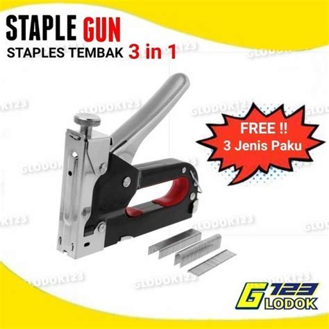 Jual Staple Staples Steples Gun Tembak 3 In 1 Jok Kulit Kayu Karpet