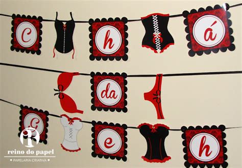 Reino Do Papel Papelaria Personalizada Cha De Lingerie Vermelho E Preto