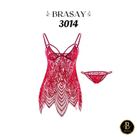 Jual Brasay Set Lingerie Wanita Baju Tidur Lingerie Bahan Lace Halus Tanpa Lengan 3014 Shopee