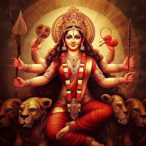 Premium Photo | Maa Durga illustration Happy Navratri Sherawali