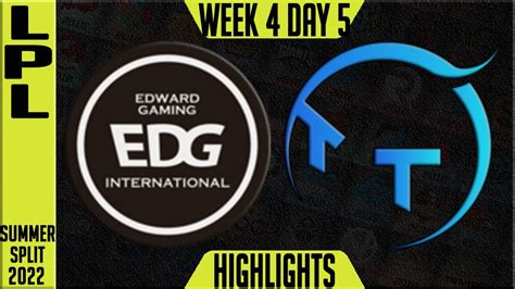 EDG Vs TT Highlights LPL Summer 2022 W4D5 Edward Gaming Vs Thunder