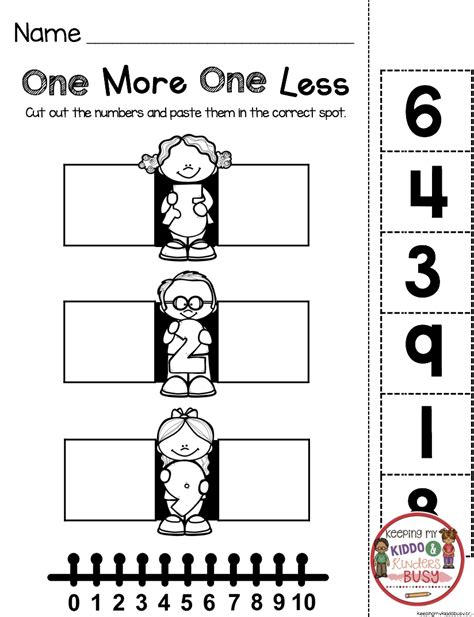 Kindergarten Math Worksheets One More One Less Worksheet For Study