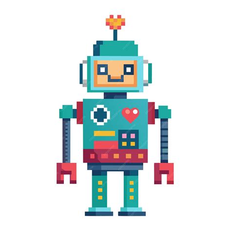 A Pixelated Robot With A Retro Design Premium Ai Generated Vector