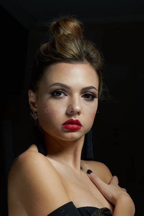 Brunette In A Black Lingerie Stock Image Image Of Light Female