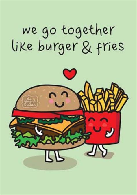 We Go Together Like Burger And Fries Greeting Card Birthday Etsy Uk