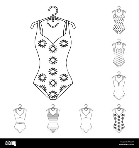 Different Types Of Swimsuits Outline Icons In Set Collection For Design