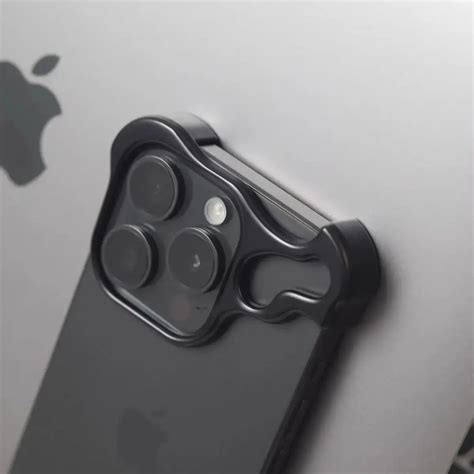 Iphone 15 Pro Bumper Case Minimalist Titanium Metal Frame With Camera
