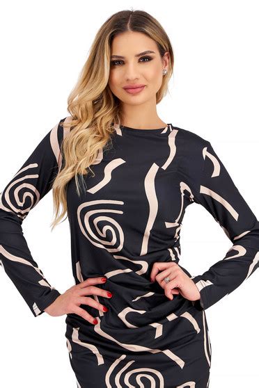 Rochie Din Lycra Pana La Genunchi Tip Creion Cu Drapaje Laterale