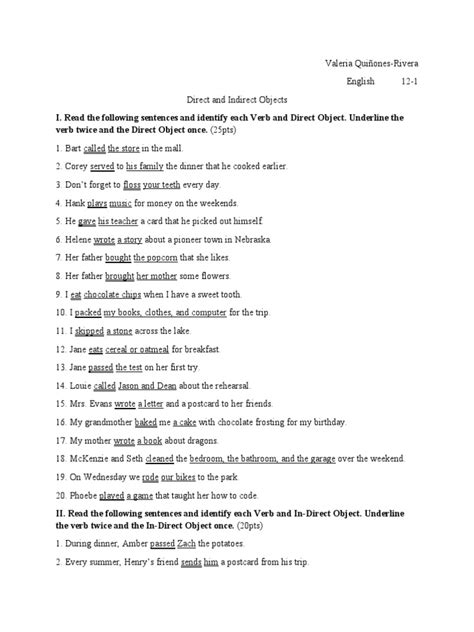 Direct and Indirect Objects | PDF