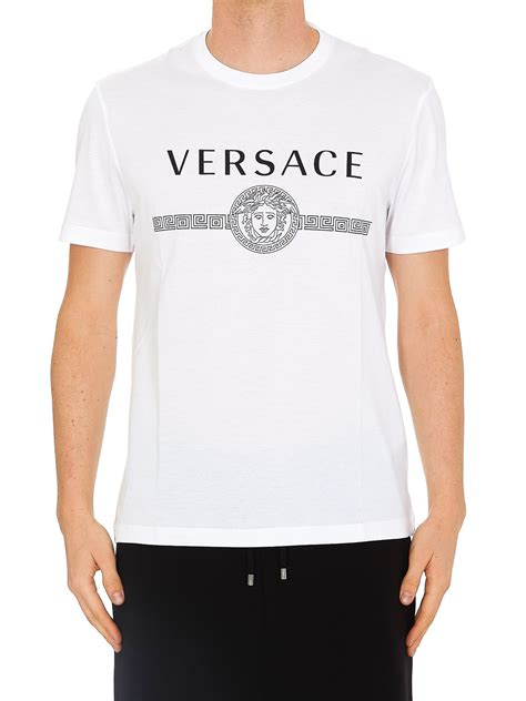 T Shirts Versace Medusa Head And Logo Print White T Shirt A83159a228806a1001