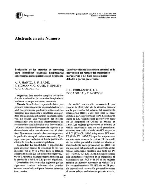 Pdf Evaluaci N De Los M Todos De Screening Para Identificar Estancias