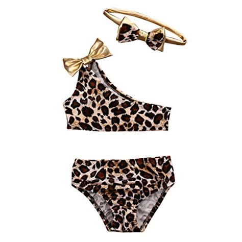 Carolilly Costume Da Bagno Pezzi Bambino Ragazza Bikini Leopardato Senza Spalline Bimba