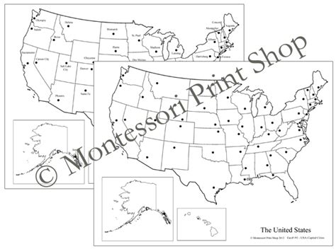 Capital Cities of the United States of America Control Map and Master ...