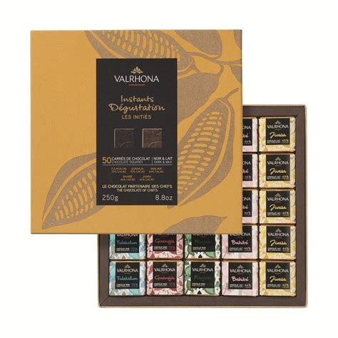 Coffret 50 Carrés Chocolat Noir And Lait Valrhona Maspatule