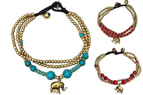 Traditional Thai Bracelet - Large Beads, Golden Elephant - DragonSports.eu