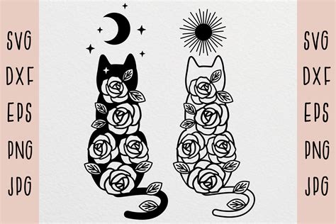 Floral Cat Svg Black Cat Kitty Svg Graphic By Nataka · Creative Fabrica