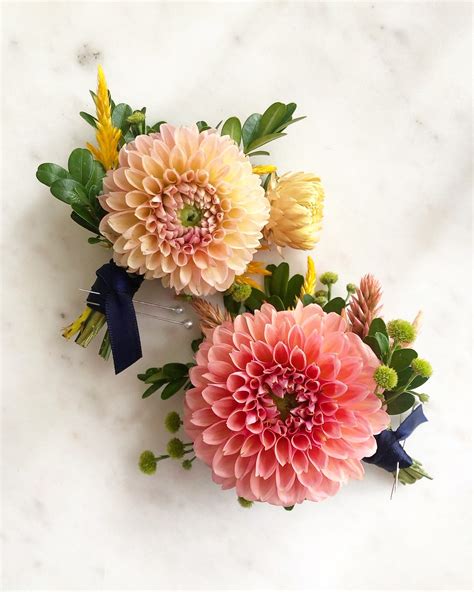 Dahlia Boutonnieres Colorful Wedding Flowers Dahlia Bridal Bouquet